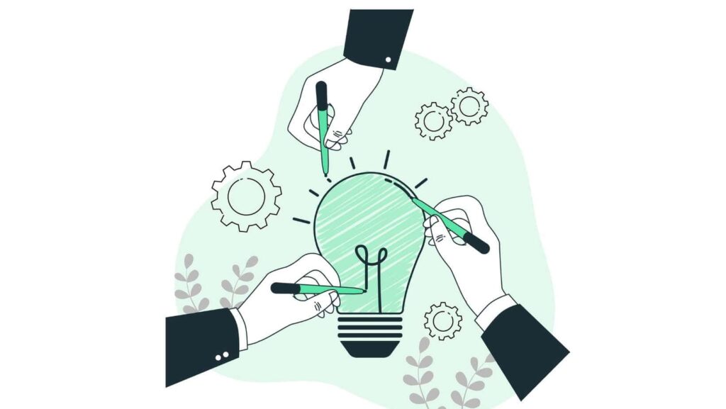 Nesta imagem, mãos se unem para desenhar uma lâmpada brilhante, representando os principais pilares que impulsionam a inovação no RH. Explore a colaboração, a criatividade e a visão estratégica como fundamentos para transformar o RH em um centro de ideias revolucionárias.